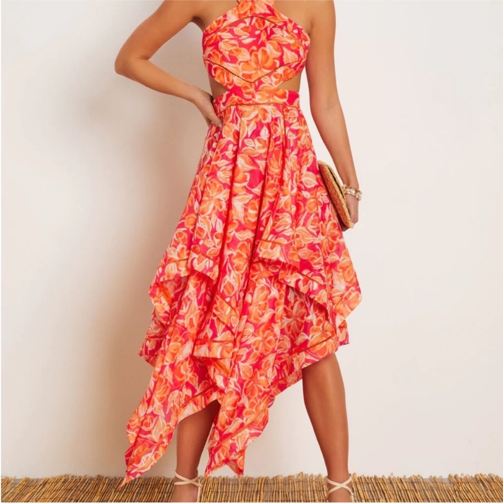 Vici Floral Pink and Orange Cut Out Dress